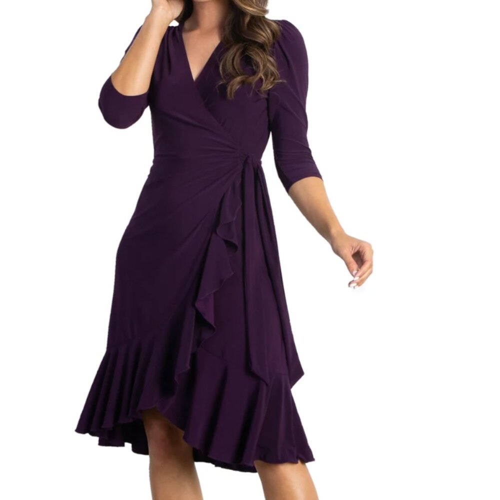 Kiyonna Whimsy Ruffled Midi Wrap Dress